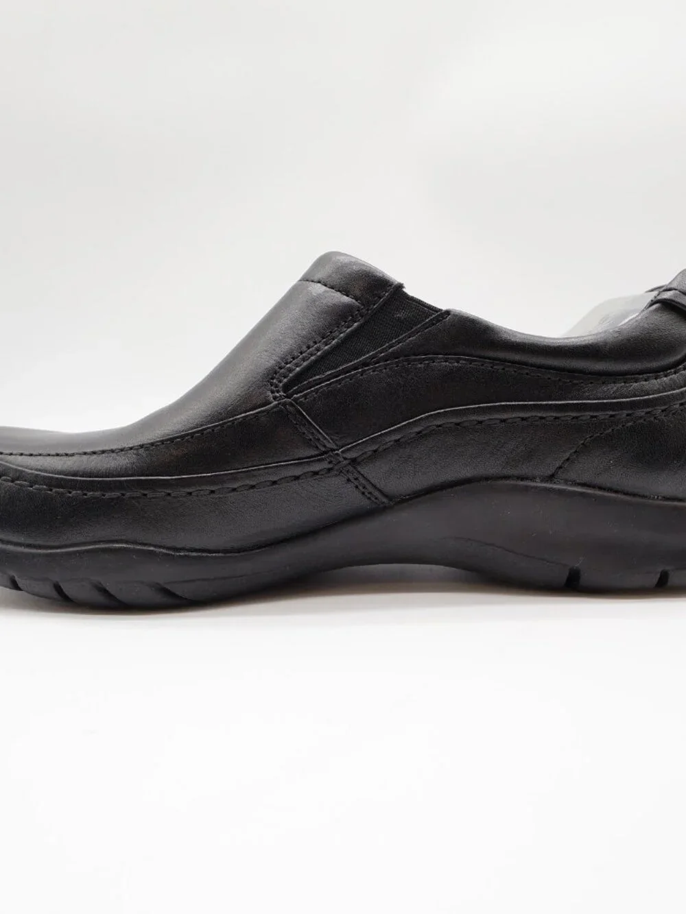Hush Puppies Zone Slip On Shoes Mens 10 Black Leather Comfort H100050 NEW